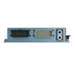 Close-up of a racing car data logger with multiple connection ports for Grand Prix Racewear.