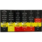 Car dashboard control panel with various buttons for ignition, hazard, fog, and other functions, featuring clear labels and colour coding.