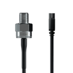 Pressure sensor with threaded metal fitting and black cable for racing vehicle applications.