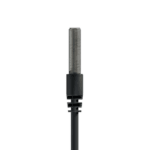Close-up of a professional racing microphone used in Grand Prix racewear events, featuring a sleek black design and high-quality construction.