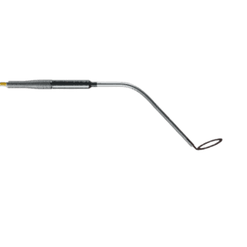Close-up of a golf club with a sleek black and silver design, suitable for professional golf players.