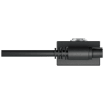 Close-up of a black electrical sensor with a long cable, used in racing car telemetry systems.