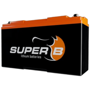 Super B lithium batteries for motorsport and racing applications, high-performance power source for Grand Prix racewear.