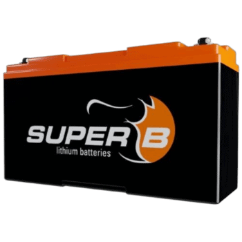 Super B lithium batteries for motorsport and racing applications, high-performance power source for Grand Prix racewear.