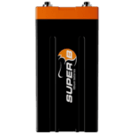 High-performance Super B lithium-ion race battery with orange and black design, ideal for motorsport applications.