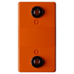 Orange racing camera with black lens and buttons, used in motorsport events for live footage and race analysis.
