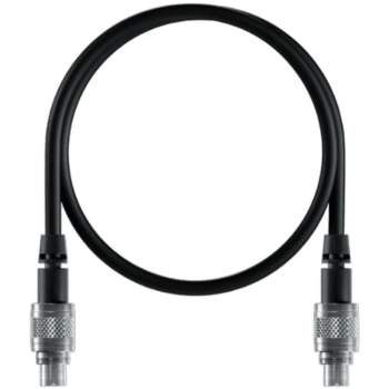 High-quality black racing helmet communication cable with silver connectors for Grand Prix Racewear.