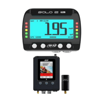 AiM Solo 2 DL with SmartyCam 2.2 GP HD car lap timer and track day kit for motorsport enthusiasts.