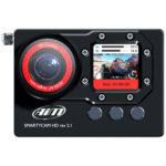 AiM Smartycam HD rev 2.1 racing camera with LCD screen and HD camera lens for motorsport recording.