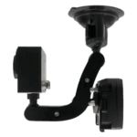 Black racing camera mount for motorsport, designed for Grand Prix Racewear, with adjustable arm and mounting base.