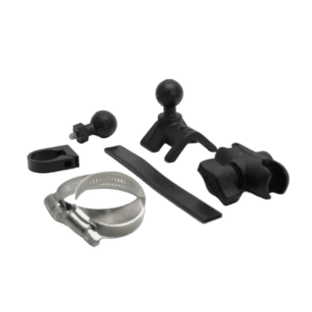 Set of black racing accessories and parts for Grand Prix Racewear on a black background.