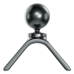 Black tow hook with a spherical top, used in motorsport for vehicle recovery and safety.