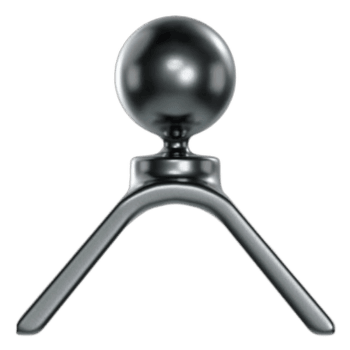 Black tow hook with a spherical top, used in motorsport for vehicle recovery and safety.