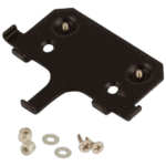 Black plastic mounting bracket with screws and washers for Grand Prix Racewear safety equipment.