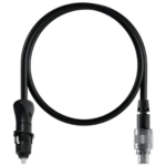 Black 7-pin external power lead for AiM Solo DL with secure connectors for racing telemetry devices.