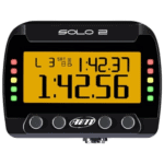 A digital race timer display showing 1:42.56 with LED indicators on the sides, used in motorsport timing and scoring.