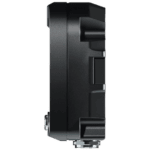 Black professional audio speaker with a sleek design, suitable for racing events and grand prix venues, featuring multiple sound output ports.