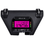 Race timing device with pink digital display showing 1:42.56, used in motorsport events for lap timing and race management.