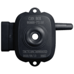 Close-up of a CAN bus sensor used in motorsport vehicles for data collection and analysis.
