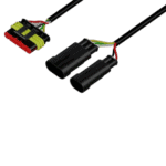 High-quality racing wiring harness with connectors for Grand Prix racewear applications, designed for durability and performance.