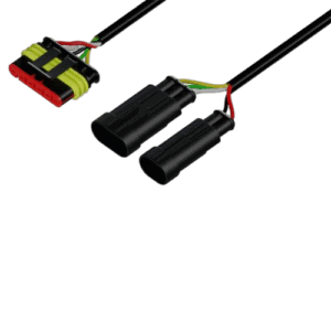 High-quality racing wiring harness with connectors for Grand Prix racewear applications, designed for durability and performance.