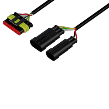 High-quality racing wiring harness with connectors for Grand Prix racewear applications, designed for durability and performance.