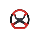 Grand Prix Racewear steering wheel with red and black grip, designed for racing enthusiasts and professional drivers.