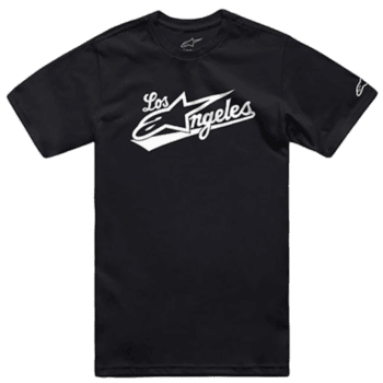 Black racing T-shirt with Los Angeles logo and star design, ideal for motorsport fans and racewear enthusiasts.