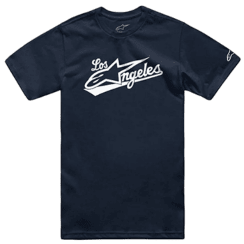 Men's navy blue T-shirt with Los Angeles logo and star design, ideal for motorsport fans and racewear enthusiasts.