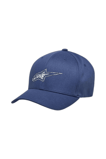 Blue Grand Prix Racewear cap with Alpinestars logo, ideal for motorsport enthusiasts and racing events.