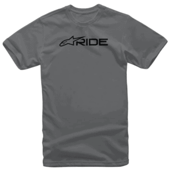 Grey Grand Prix Racewear T-shirt with Alpinestars Ride logo for motorsport enthusiasts.