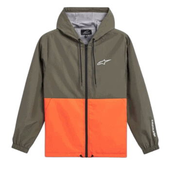 Grand Prix Racewear racing jacket with grey and orange design, featuring Alpinestars logo, ideal for motorsport enthusiasts and racers.