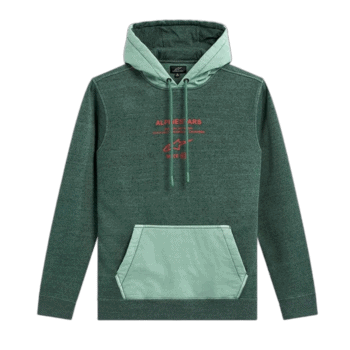 Green and grey Grand Prix Racewear hoodie with front pocket and drawstrings, ideal for motorsport enthusiasts and racers.