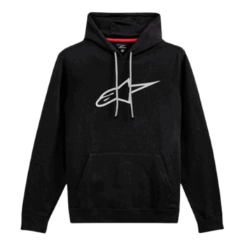 Black Grand Prix Racewear hoodie with white logo and red inner lining, ideal for motorsport enthusiasts and racers.