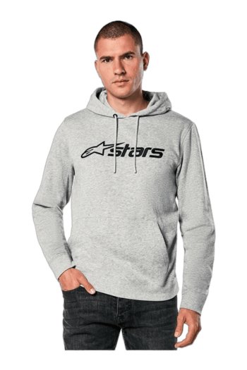 Men's grey hoodie with 'Stars' logo, ideal for motorsport enthusiasts, from Grand Prix Racewear collection.