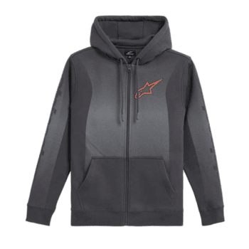 Men's grey Alpinestars racing hoodie with logo, ideal for motorsport enthusiasts and racewear fans.
