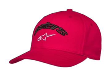 Red Grand Prix Racewear cap with black and white logo, designed for motorsport enthusiasts and racers.