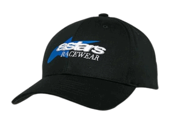 Black Grand Prix Racewear cap with blue and white logo, designed for motorsport enthusiasts and racewear fans.