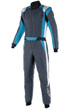 Grand Prix Racewear racing suit in blue and black with white accents, designed for motorsport safety and performance.