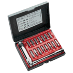 Facom bits set with bit adaptor in a black case, featuring various screwdriver bits and a ratchet handle for versatile use.