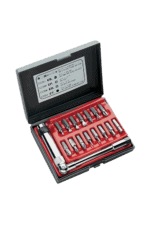 Facom bits set with bit adaptor in a black case, featuring various screwdriver bits and a ratchet handle for versatile use.