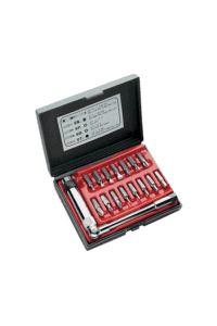 A comprehensive set of precision screwdriver bits and tools in a black case, ideal for detailed mechanical and electronic work.