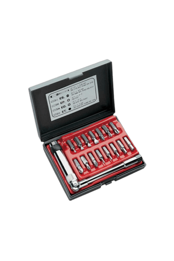 A comprehensive set of precision screwdriver bits and tools in a black case, ideal for detailed mechanical and electronic work.