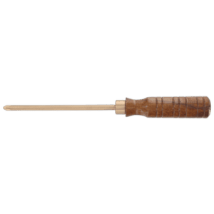 Non-sparking Phillips screwdriver with wooden handle for safe use in hazardous environments.