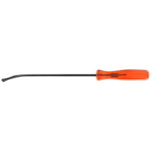 Grand Prix Racewear long curved spatula with orange handle and black shaft, ideal for professional automotive or mechanical tasks.