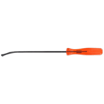 Grand Prix Racewear long curved spatula with orange handle and black shaft, ideal for professional automotive or mechanical tasks.