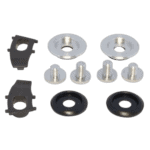Set of racing car parts including metal washers, screws, rubber washers, and plastic clips for Grand Prix Racewear.