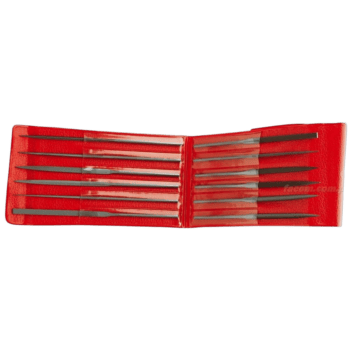 Facom set of 12 needle files in a red case, ideal for precision metalwork and detailed filing tasks.