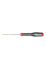 Precision screwdriver with a black handle and red accents, ideal for detailed mechanical work and electronics repair.