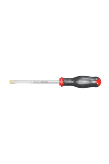 Precision screwdriver with a black handle and a red accent, ideal for detailed mechanical work and electronics repair.